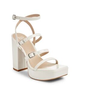 bp White Strappy Platform Block Heel Sandals